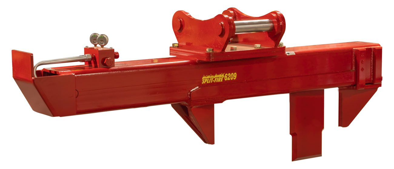 Split-fire 6209 excavator log splitter side front view
