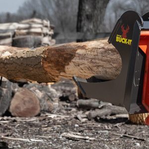 Buck-it-on-tractor-banner4 Split-fire Buck-it XL mounted on kubota tractor with 12 foot log