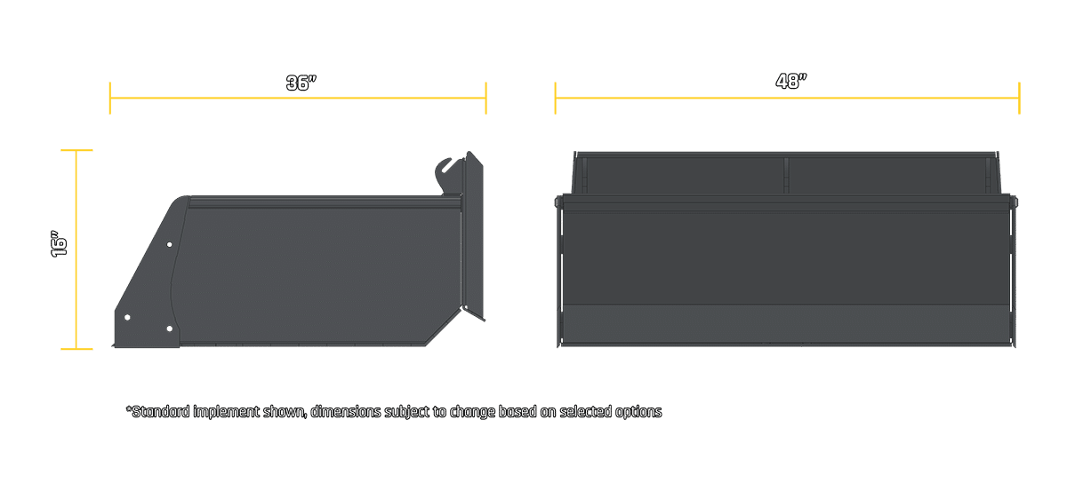 48” Hi-Cap Bucket technical drawing